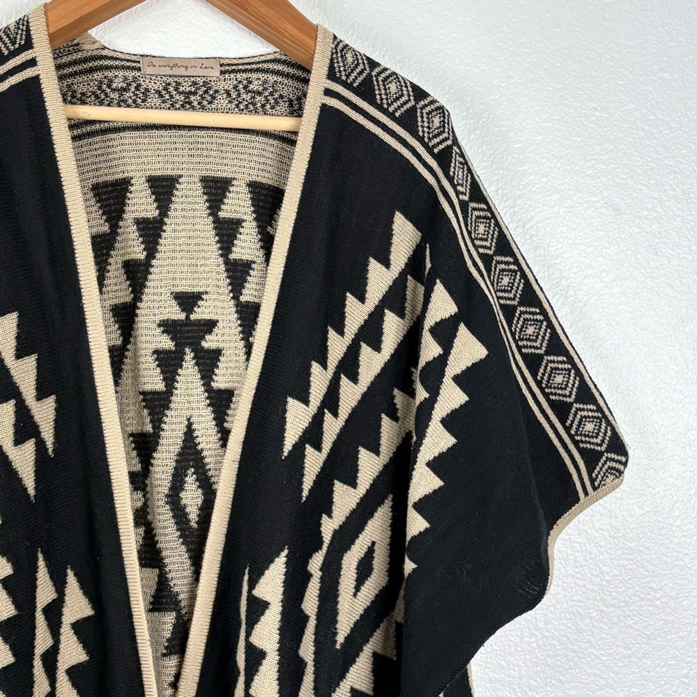 Do Everything in Love Black Aztec Poncho - Picture 2 of 6